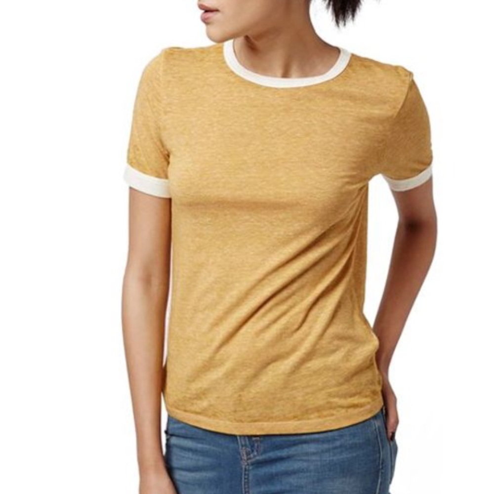 Topshop Soft Mustard Yellow Contrast Tee